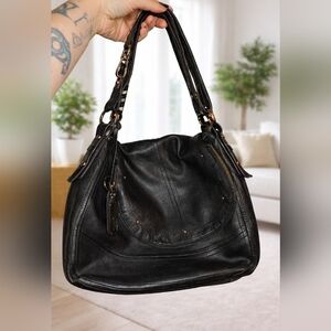B Makowsky Black Leather Shoulder Bag